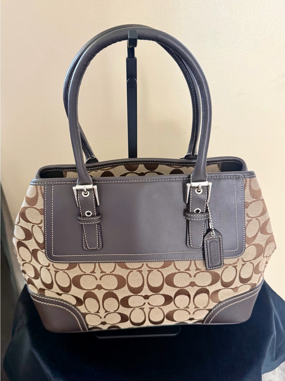 Coach Brown and Tan Signature Satchel